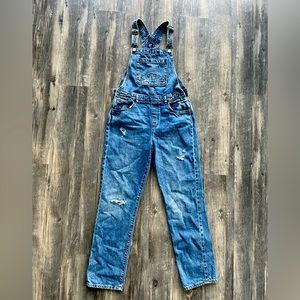 GAP Girl’s Blue jean distressed overalls